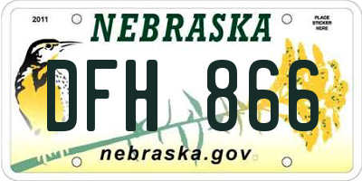 NE license plate DFH866