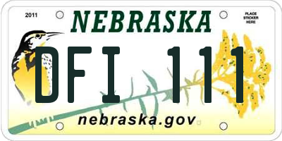 NE license plate DFI111