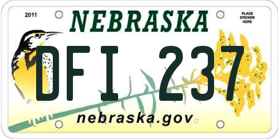NE license plate DFI237