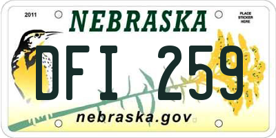 NE license plate DFI259