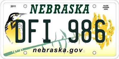 NE license plate DFI986