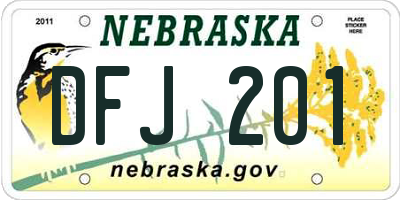 NE license plate DFJ201