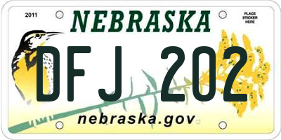 NE license plate DFJ202