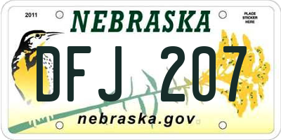 NE license plate DFJ207