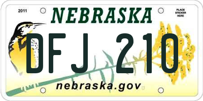 NE license plate DFJ210