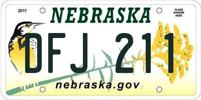 NE license plate DFJ211