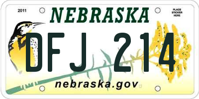NE license plate DFJ214