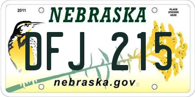 NE license plate DFJ215