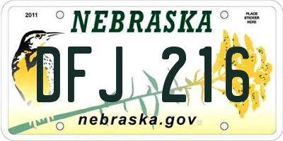NE license plate DFJ216