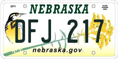 NE license plate DFJ217