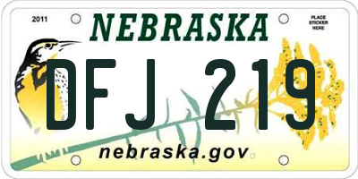NE license plate DFJ219