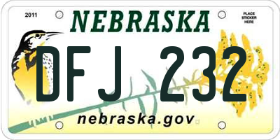 NE license plate DFJ232