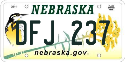 NE license plate DFJ237