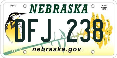NE license plate DFJ238