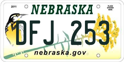 NE license plate DFJ253
