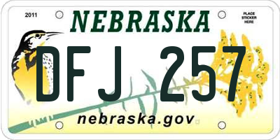NE license plate DFJ257