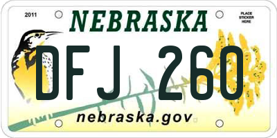 NE license plate DFJ260