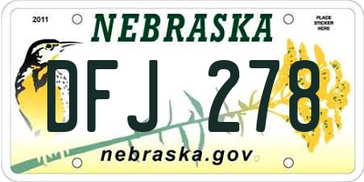 NE license plate DFJ278