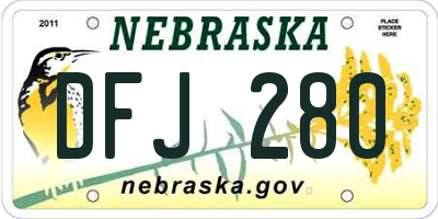 NE license plate DFJ280