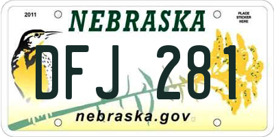 NE license plate DFJ281