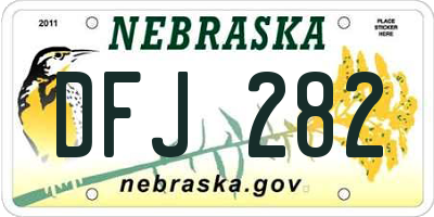 NE license plate DFJ282