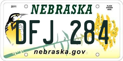 NE license plate DFJ284