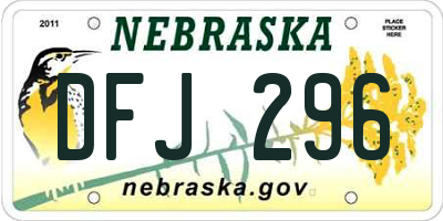 NE license plate DFJ296