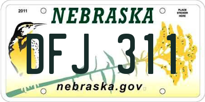NE license plate DFJ311