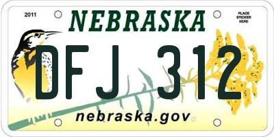 NE license plate DFJ312