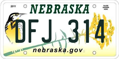 NE license plate DFJ314