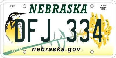 NE license plate DFJ334