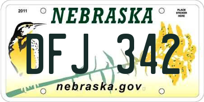 NE license plate DFJ342