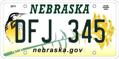 NE license plate DFJ345