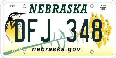 NE license plate DFJ348