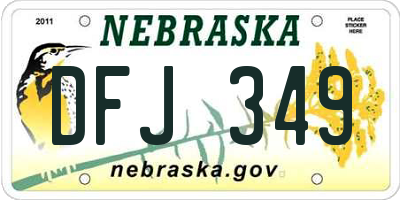 NE license plate DFJ349