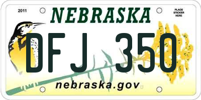 NE license plate DFJ350