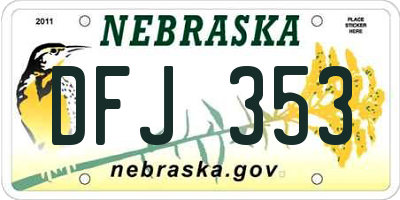 NE license plate DFJ353