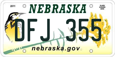 NE license plate DFJ355
