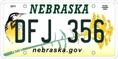 NE license plate DFJ356