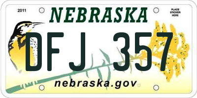 NE license plate DFJ357