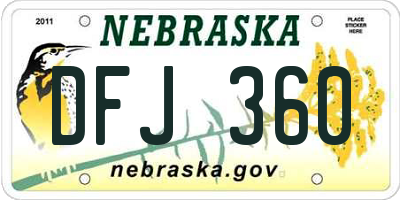 NE license plate DFJ360