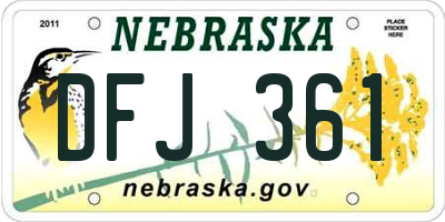 NE license plate DFJ361