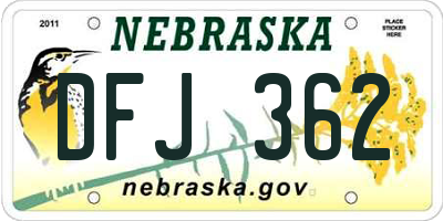 NE license plate DFJ362