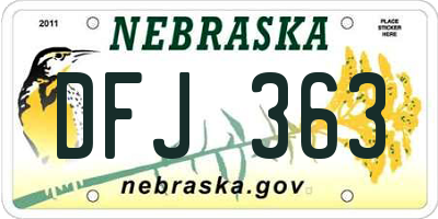 NE license plate DFJ363