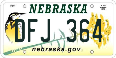 NE license plate DFJ364