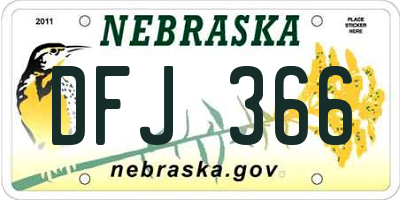 NE license plate DFJ366