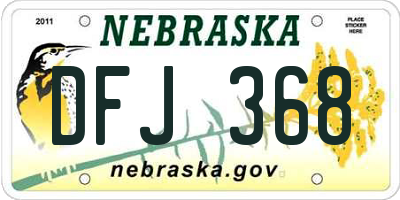 NE license plate DFJ368