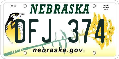 NE license plate DFJ374