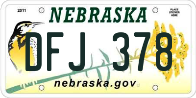 NE license plate DFJ378