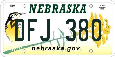 NE license plate DFJ380